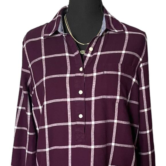 Tommy Hilfiger Women's Purple Long Sleeve Plaid Collared Button Front Top Blouse - Picture 11 of 11